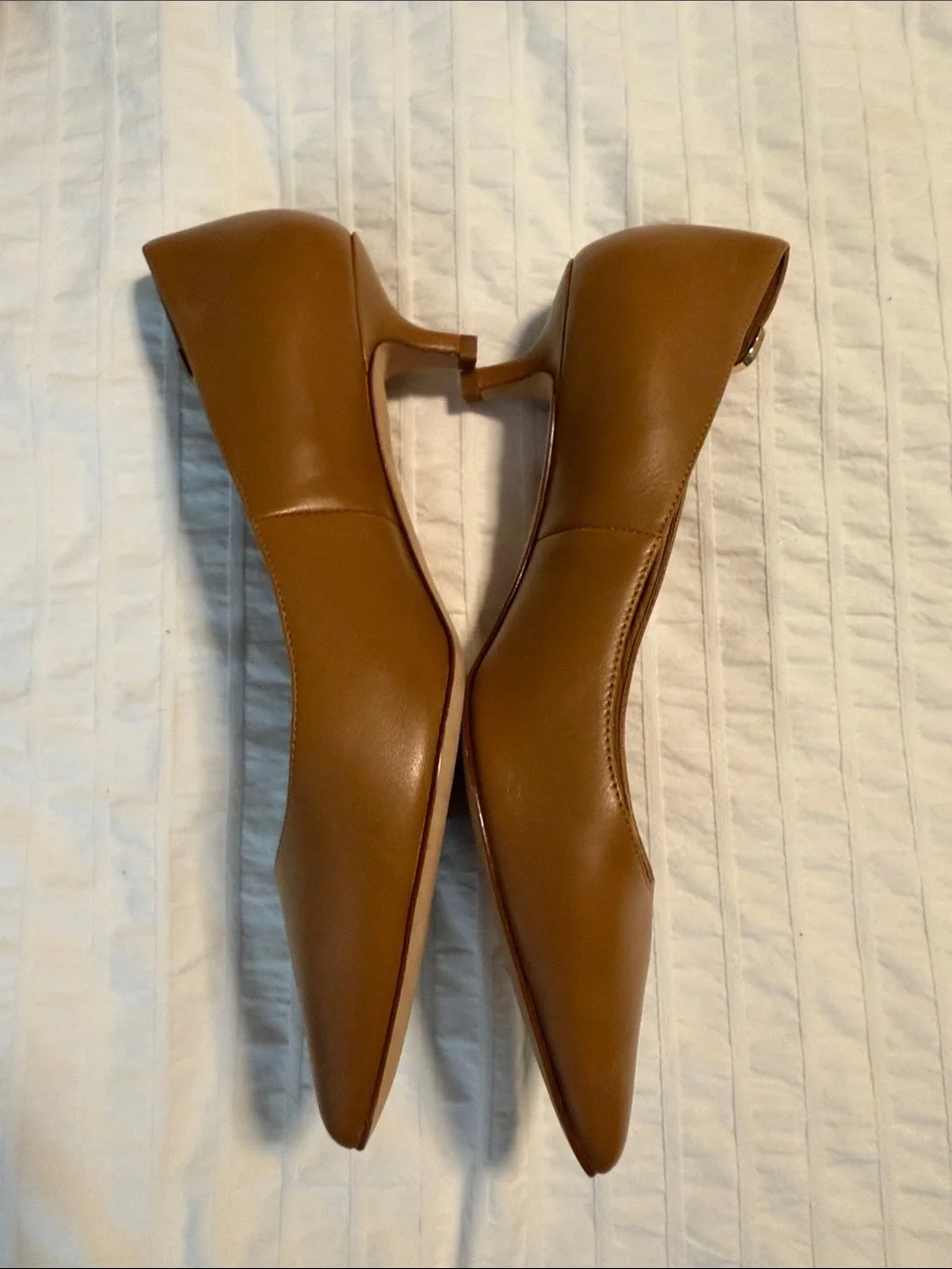 Tory Burch Elizabeth Pump Cognac Pointed-Toe Leather Flats size 8 Low Heel